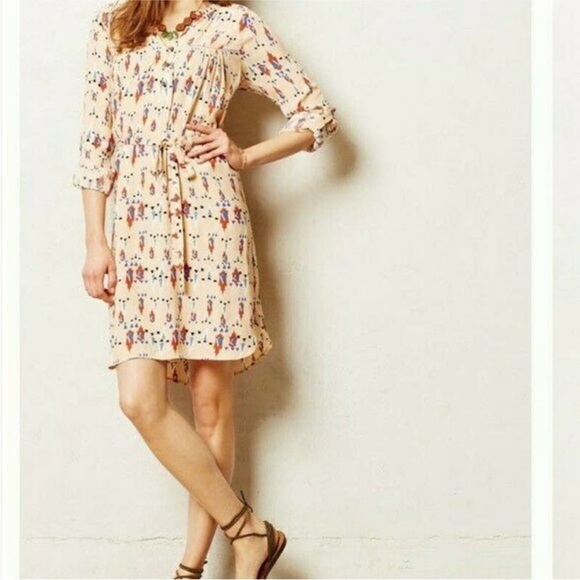 DOLAN Left Coast Collection XS Anthropologie Dress Geometric Print Belted Boho - Picture 2 of 16